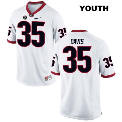 Youth Georgia Bulldogs NCAA #35 Aaron Davis Nike Stitched White Authentic College Football Jersey HUN5554AT